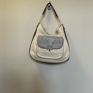 Reposh. Tory Burch Cream and Gray Leather Hobo Bag